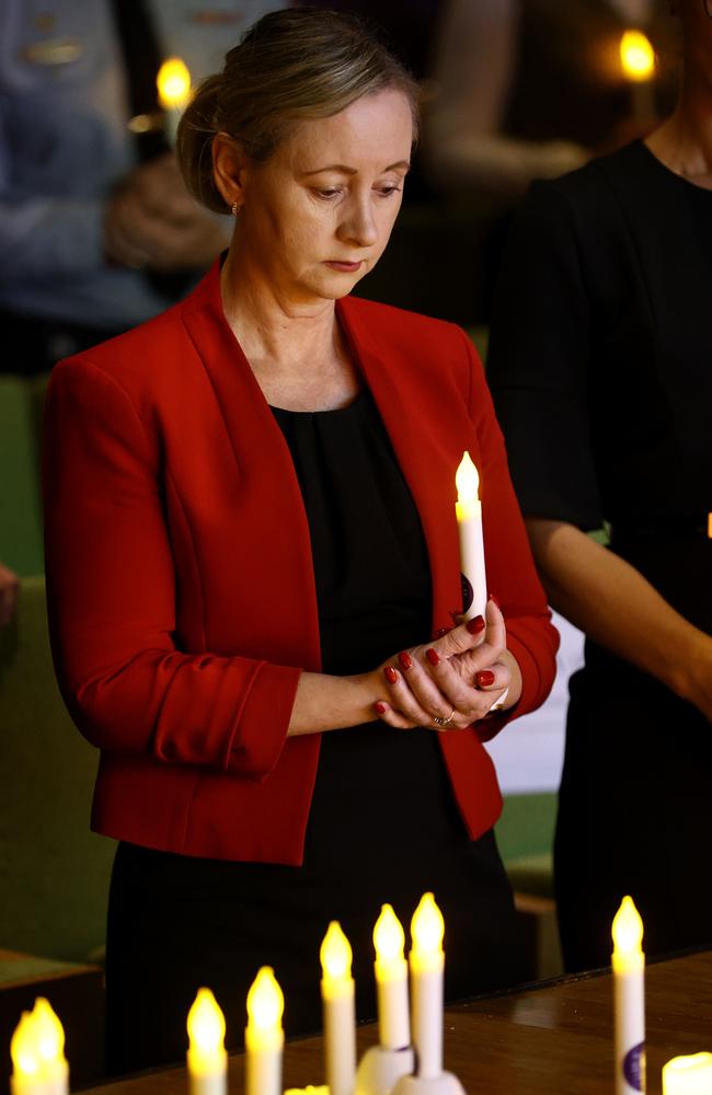 Attorney-General Yvette D’Ath at a candle lighting vigil in Brisbane in May for Domestic and Family Violence Prevention Month. Picture: David Clark