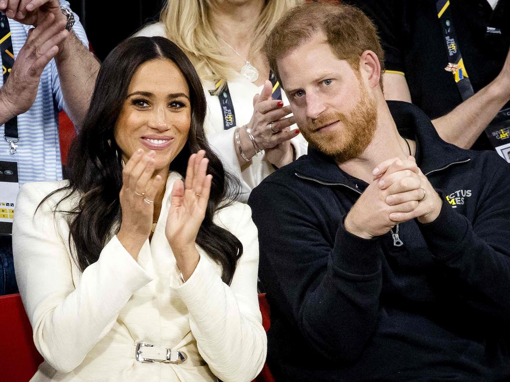 Prince Harry and his wife Meghan Markle visit the sitting volleyball section of the Invictus Games earlier this week. Picture: Sem van der Wal/ANP/AFP