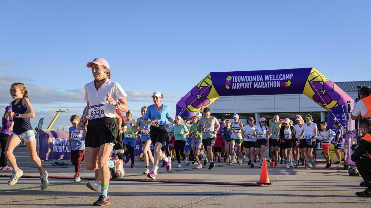 The dress-up and all-in Runway Mile of the Toowoomba Marathon events at Wellcamp Airport, Saturday, May 3, 2025. Picture: Kevin Farmer