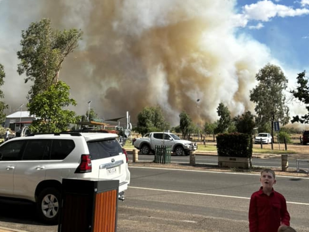 The fire approaching Dirranbandi on Tuesday. Picture: Ella Brien