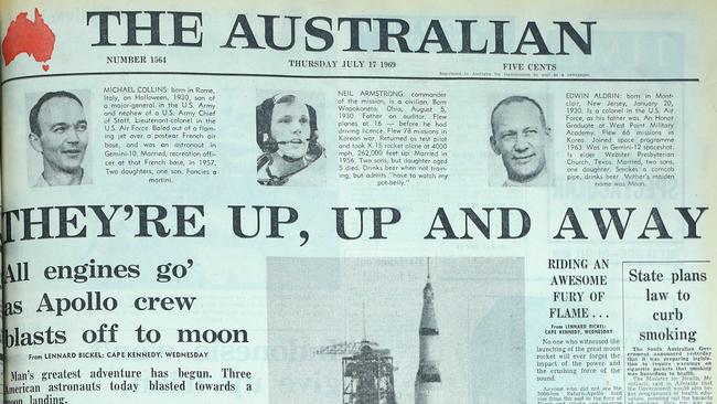 The front page of The Australian on Thursday, July 17, 1969.