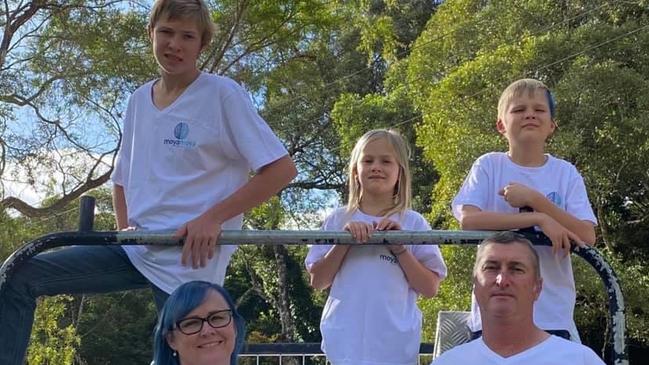 Jed, Charlie and Lucy with parents Nicola and Peter Baker. Picture: SUPPLIED