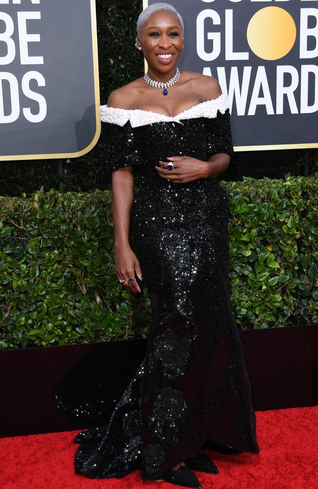 British actress Cynthia Erivo arrives for the 77th annual Golden Globe Awards on January 5, 2020, at The Beverly Hilton hotel in Beverly Hills, California. (Photo by VALERIE MACON / AFP)