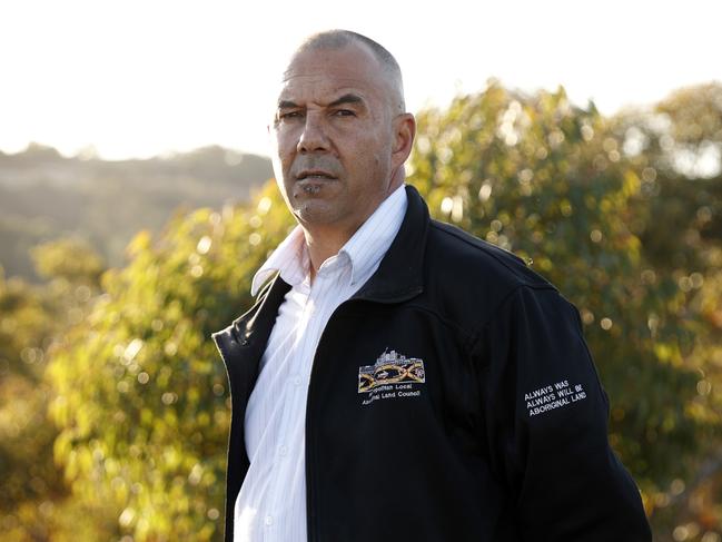 WEEKEND TELEGRAPHS- 24/8/22  MUST CHECK WITH PIC EDITOR JEFF DARMANIN BEFORE USING - Nathan Moran from the Metropolitan Aboriginal Land Council, pictured at the site of a controversial new housing development planned for Belrose. Picture: Sam Ruttyn