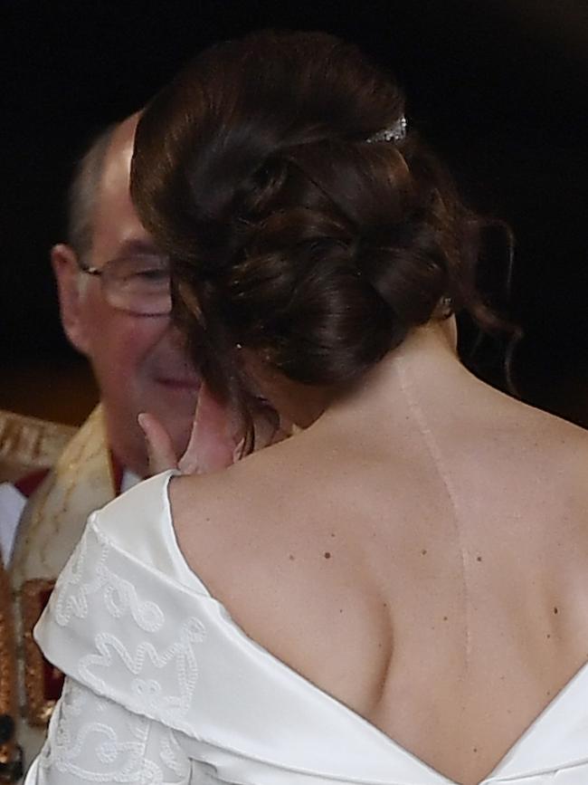 A close-up of Eugenie’s hair. Picture: Getty