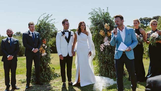 Celebrant Brodie Young at the wedding of <i>The Block </i>stars Dan and Dani. Picture: Beck Rocchi Photography 