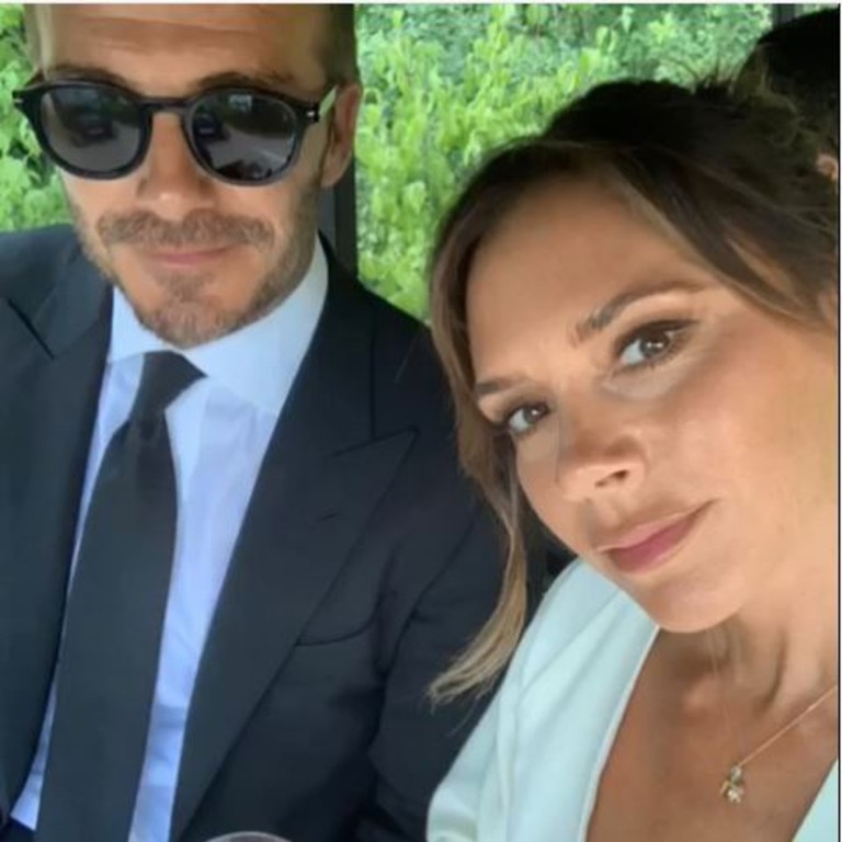 Victoria Beckham with husband, David. Picture: Supplied.