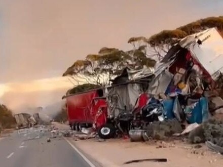 The horror smash on the Eyre Highway near Yalata. Picture: Hume Hwy Trucks