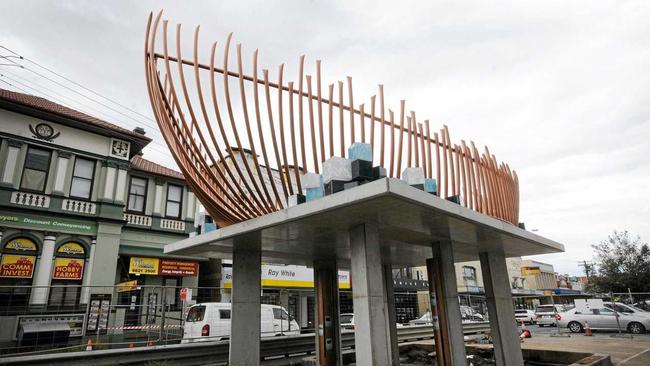 The new Art sculpture of a boat, that cost nearly 300 000 dollars in Woodlark street, Lismore.Photo : Doug Eaton. Picture: DOUG EATON