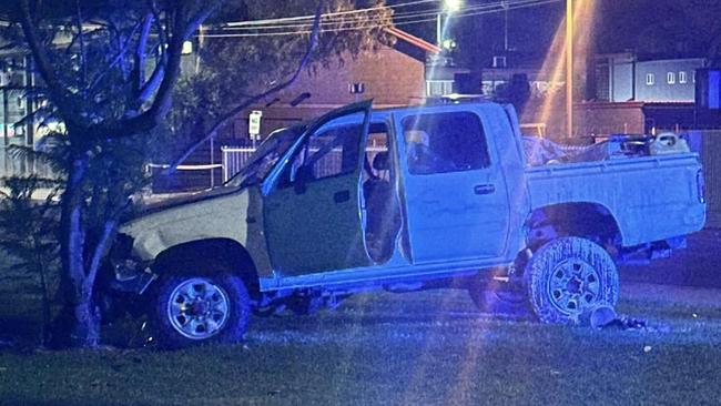 NT police are investigating a car crash where the driver of a white Toyota HiLux was found allegedly stabbed on Friday, February 14. Picture: Action For Alice