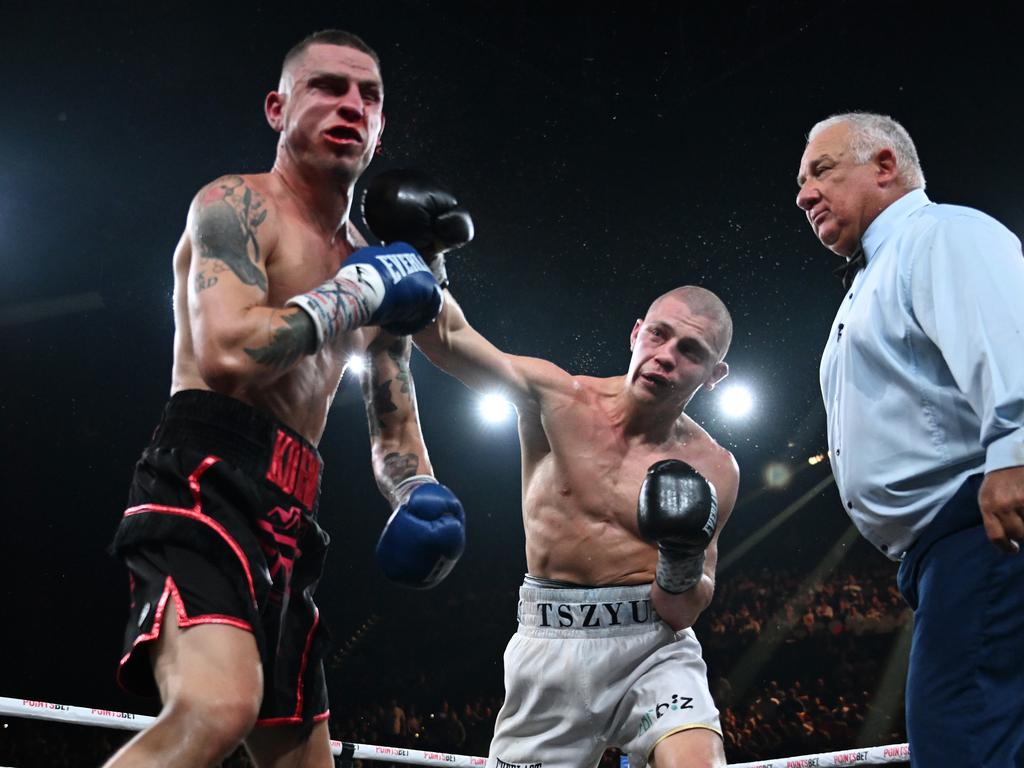 Nikita Tszyu and Koen Mazoudier were in a fight of the year contender. Picture: Grant Trouville