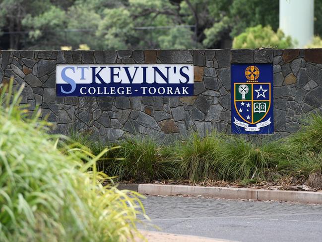 The wheel was created by members of the first football team from the school, St Kevin’s College, who played Scotch College the following day. Picture: AAP