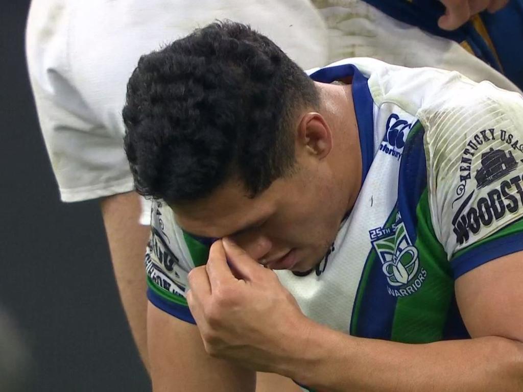 Roger Tuivasa-Sheck was distraught after the try was turned down.