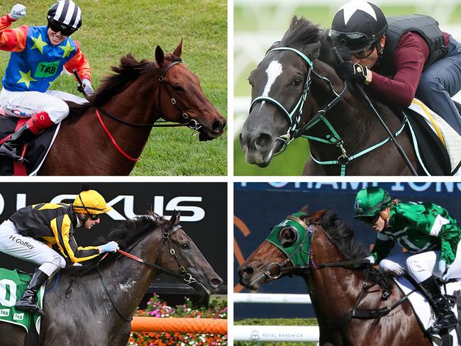 Ron Dufficy gives terrific chances to (clockwise, from top left) Bella Nipotina, Ascoli Piceno, Asgarda and Nonconformist on Golden Eagle Day at Rosehill on Saturday.