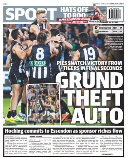 Match report from the Herald Sun, April 2, 2016.