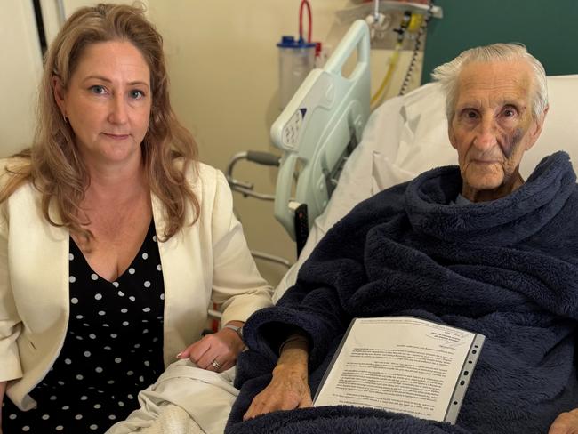 Cyril Tooze, 86, with Independent MP Rebekha Sharkie at hospital in Victor Harbor SA last Thursday, 17th October 2024.