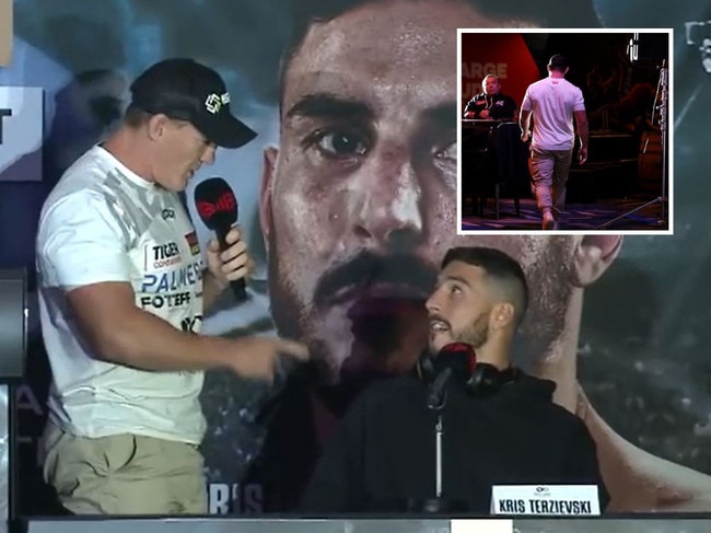 Paul Gallen walks out of his press conference.