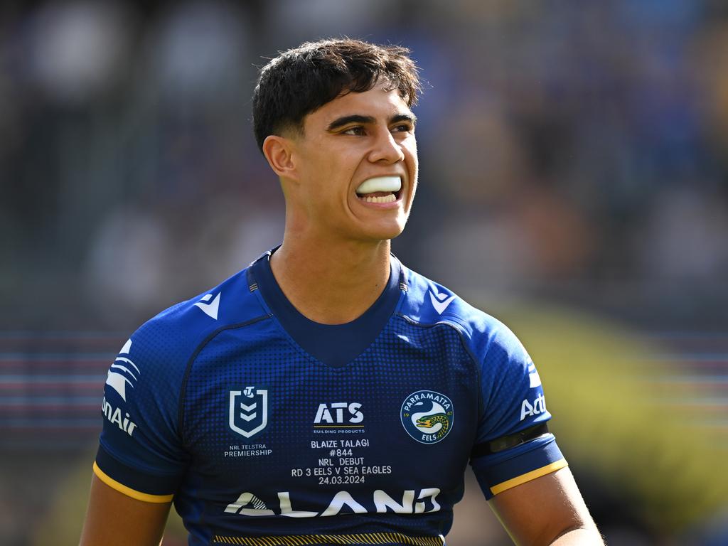 Rising Eels star Blaize Talagi is a free agent for 2025 after failing to trigger an option in his contract. Picture: NRL Imagery