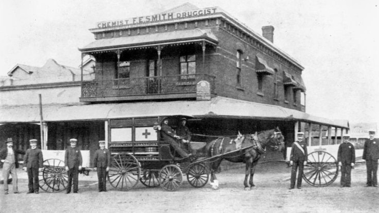 Maryborough Ambulance Transport Brigade, 1897. Early ambulance services providing critical care to the Fraser Coast community. Source: Maryborough Wide Bay &amp; Burnett Historical Society