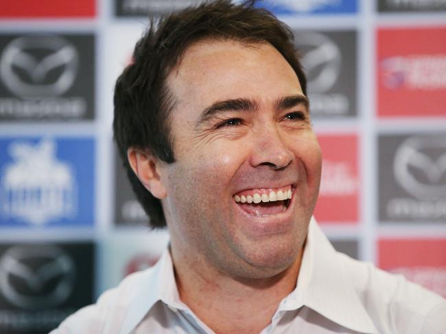 MELBOURNE, AUSTRALIA - MAY 26: Kangaroos head coach Brad Scott, who coached his last match for the club yesterday against Western Bulldogs, reacts when speaking to media during a North Melbourne Kangaroos AFL press conference at Arden Street Ground on May 26, 2019 in Melbourne, Australia. (Photo by Michael Dodge/Getty Images)