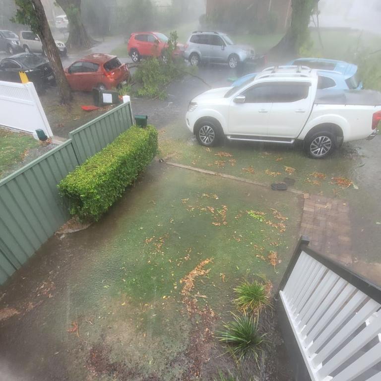 A storm batters Brisbane on Friday.