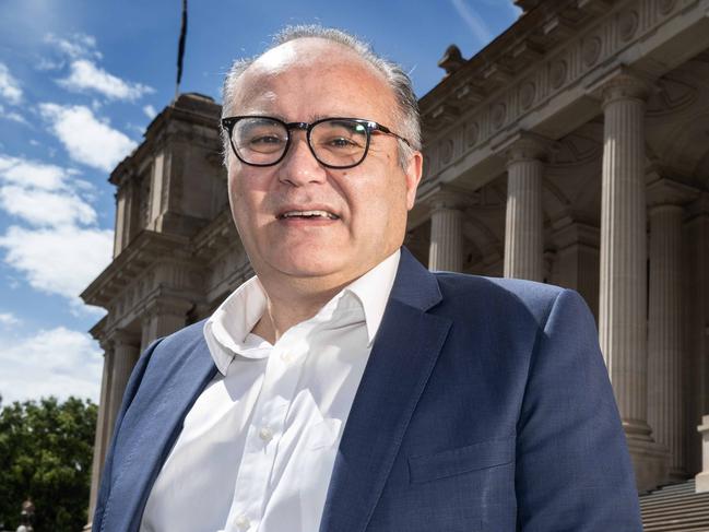 Adem Somyurek on the steps of The Victorian Parliament House to go with story about him standing for election again. Picture: Tony Gough