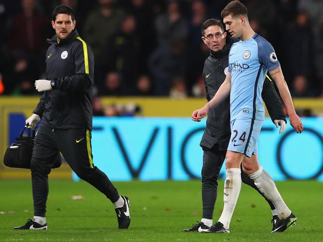 John Stones of Manchester City is substituted due to injury vs Hull.