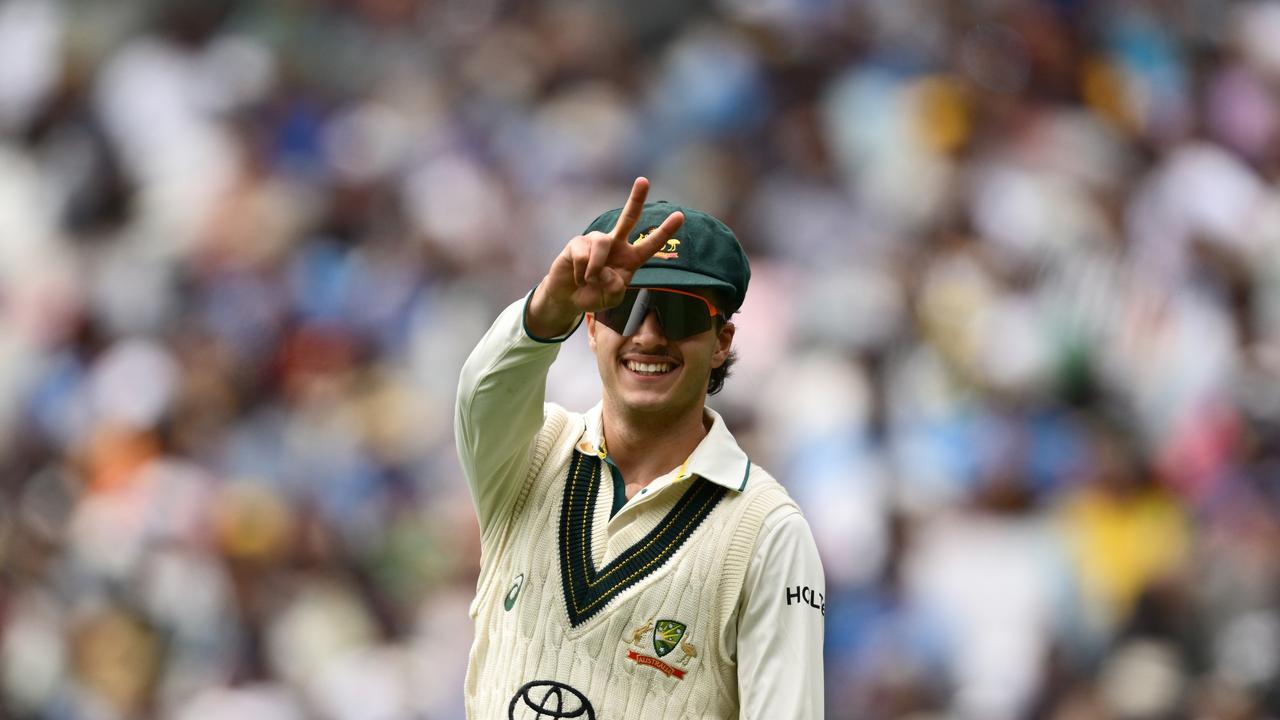 Sam Konstas of Australia gestures to the crowd. (Photo by Quinn Rooney/Getty Images)