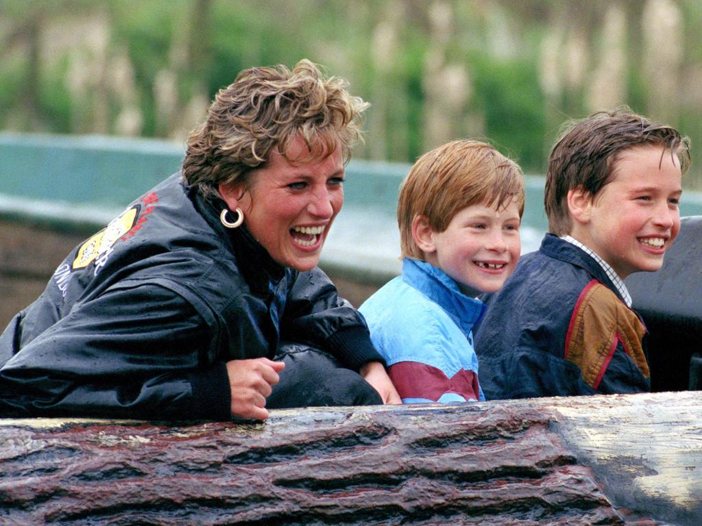 The now iconic image of Diana, William and Harry at Thorpe Park. Picture: Julian Parker/UK Press via Getty Images