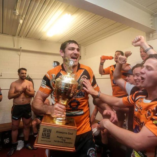 Captain Steve McCallum celebrates a premiership win with the Helensburgh Tigers. Picture: Adam McLean