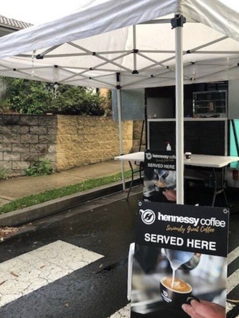 A picture tweeted by Mr Hazzard showing a coffee cart outside the facility.