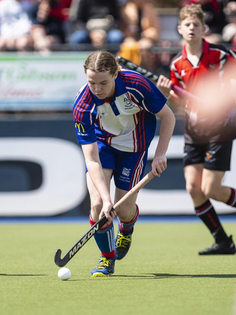 Hamish Speed of Rangeville against Past High in J1 boys grand final hockey at Clyde Park, Saturday, September 10, 2022. Picture: Kevin Farmer