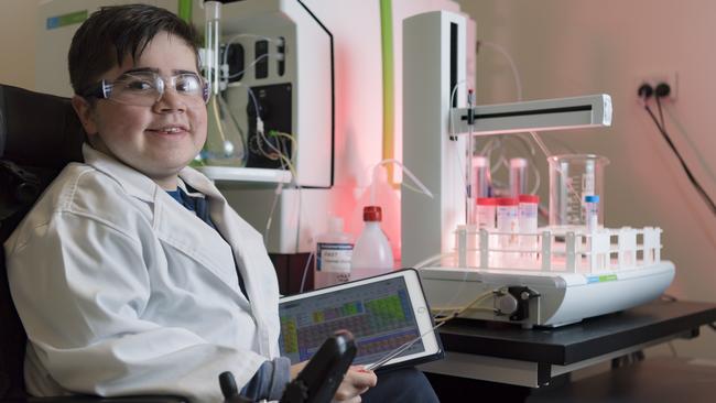 David MacPherson, 18, in Monash University’s chemistry lab. Picture: Jason Edwards