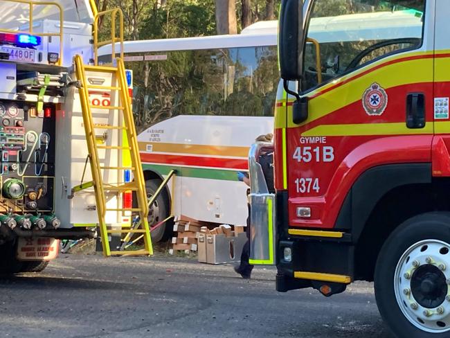 The driver of the full Gympie region school bus is already being hailed a hero for her efforts to avoid the crash.