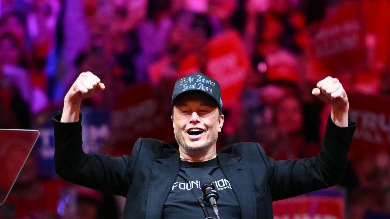 Tesla and SpaceX CEO Elon Musk gestures as he steps on stage during a rally for former US President and Republican presidential candidate Donald Trump at Madison Square Garden in New York. Picture: by ANGELA WEISS / AFP