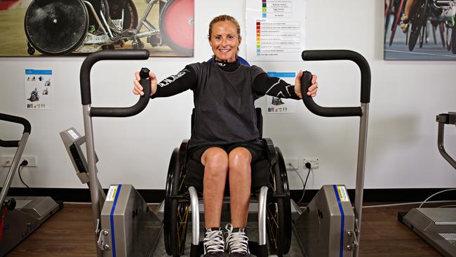 Sam Bloom broke her back during a holiday in Thailand. Picture: Adam Yip / Manly Daily