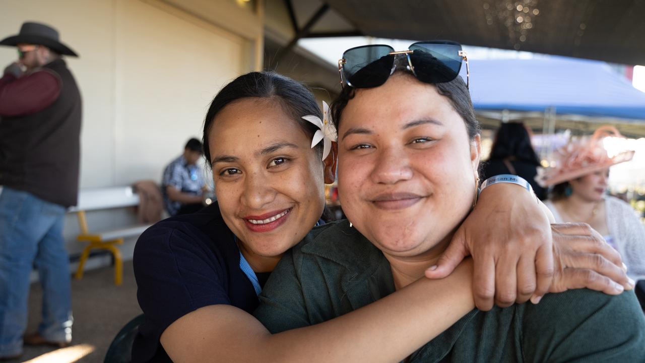 Peuki Fusitu'a and friend at the Gympie Muster Races. Saturday, August 19,. 2023. Picture: Christine Schindler