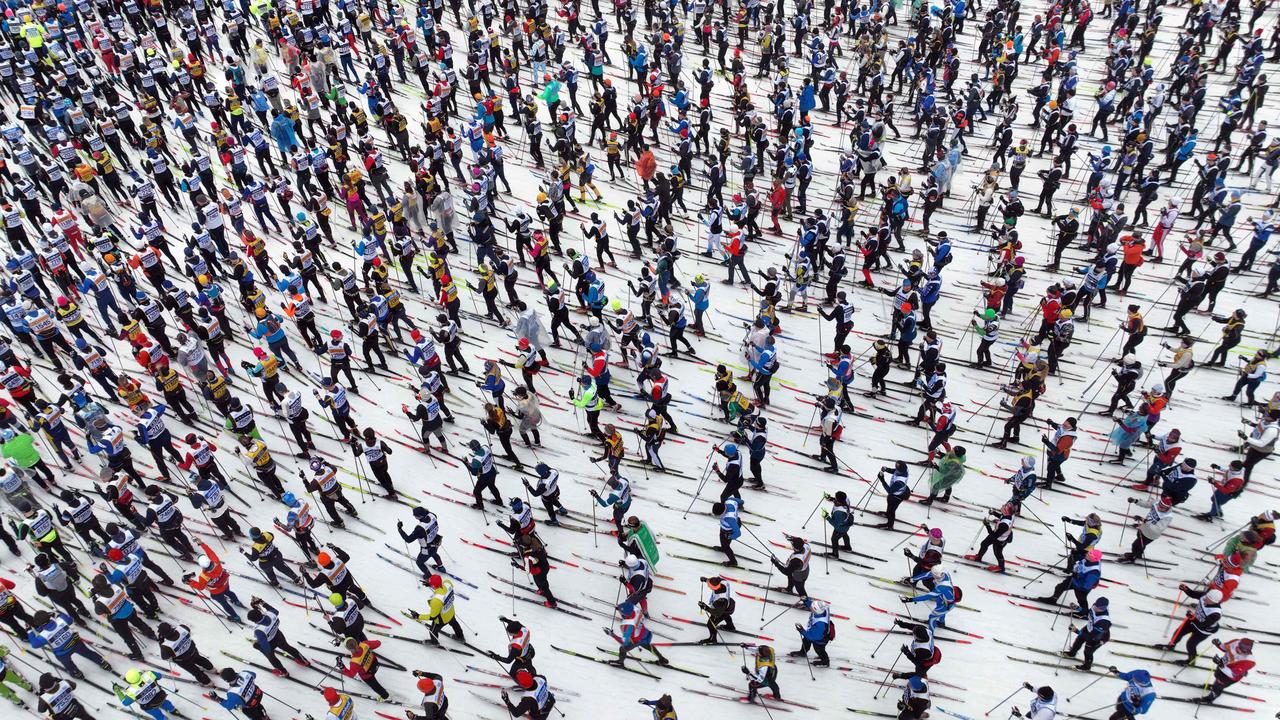 Participants take the start of the 100th edition of the ski classics race Vasaloppet in Saelen, Sweden. Picture: Ulf Palm/TT News Agency/AFP