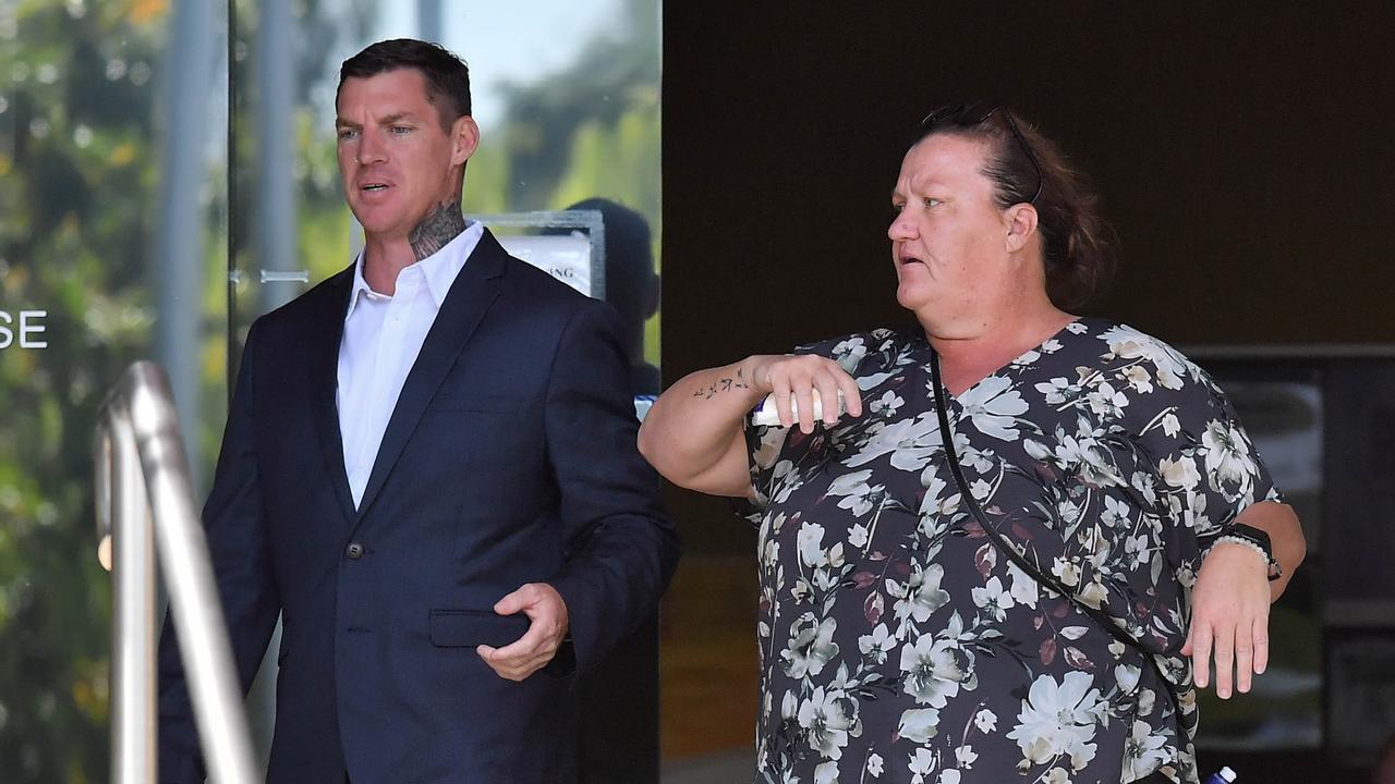 Christopher Aaron Phillips (left)leaves Caloundra Magistrates Court.