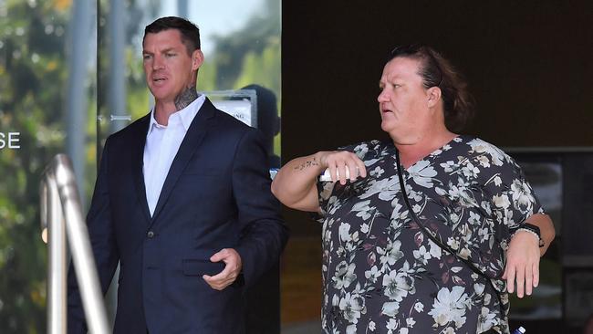 Christopher Aaron Phillips (left)leaves Caloundra Magistrates Court.