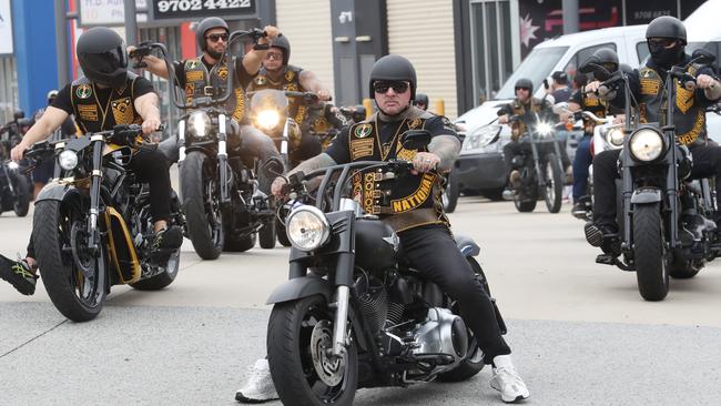 Comanchero bikies during a ride in January last year. Picture: David Crosling