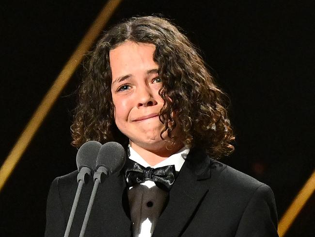 Felix Cameron became emotional he accepted the Logie for Most Popular New Talent. Picture Getty Images