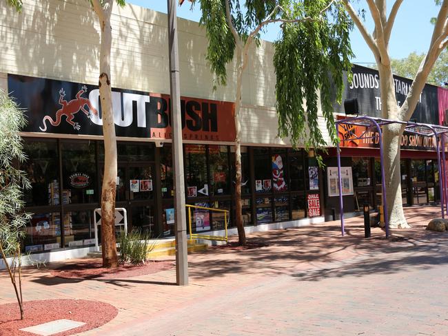 Alice Springs, Australia - December 25, 2012: Shopping Mall in the center of Alice Springs. On Christmas Day the Shops are closed but normally there are a lot of local people and tourists here.