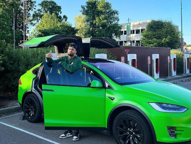 Nick Kyrgios' Tesla was allegedly stolen at gunpoint. Picture: Instagram