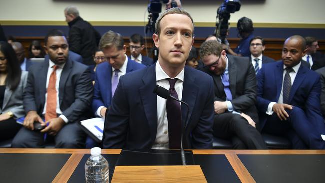 Facebook CEO Mark Zuckerberg arrives to testify before a US committee in 2019. Picture: AFP