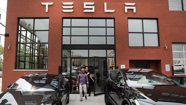 A Tesla showroom in New York. Pic: AFP