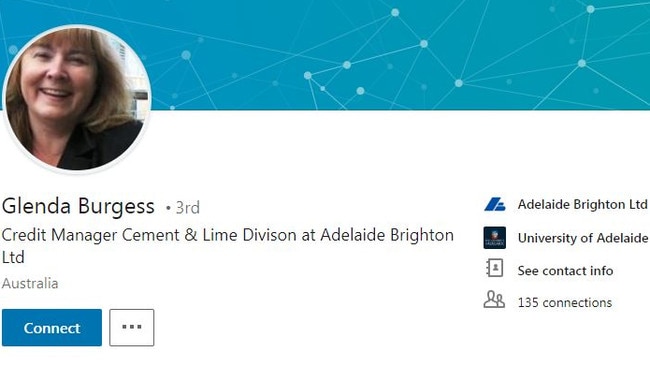 A screenshot of the LinkedIn profile for Glenda Burgess.