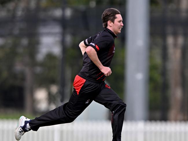 EssendonÃs Nicholas McGuane during the Victorian Premier Cricket Northcote v Essendon cricket match at Bill Lawry Oval. in Northcote, Saturday, Oct. 7, 2023. Picture: Andy Brownbill