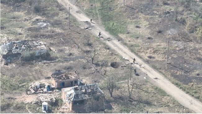 In this still image from a video, Ukrainian soldiers enter the embattled village of Robotyne, Ukraine. Picture: Reuters