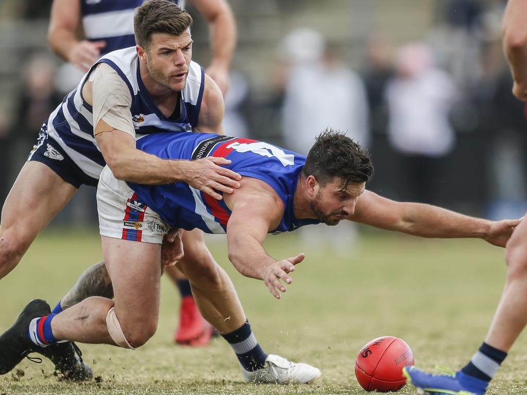 MPNFL: Mornington’s Adrian Speedy appeals for a free kick against Chelsea. Picture: Valeriu Campan